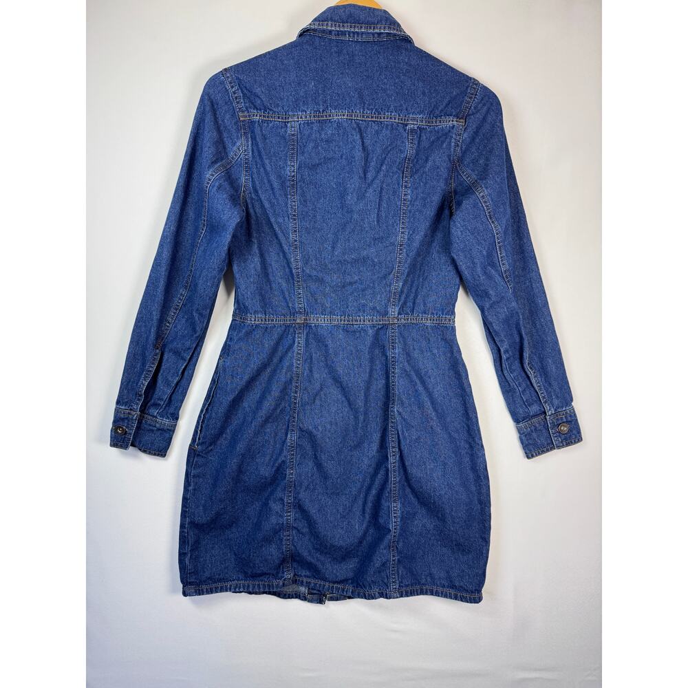 Frye Denim Shirt Dress Women XS Western Coastal Cowgirl Utility Mini Pockets - Picture 2 of 14